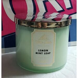 BBW Lemon Mint Leaf Large 3 Wick Candle Home Fragrance Decor